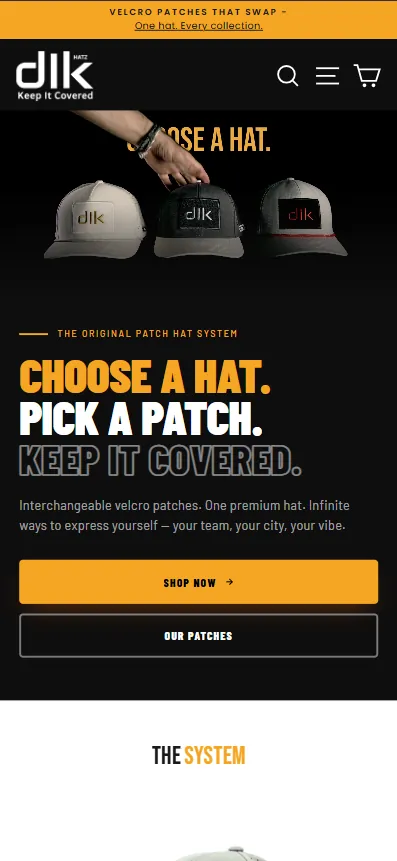 Interactive 3D Hat Patch Customizer for DIKHatz mobile preview